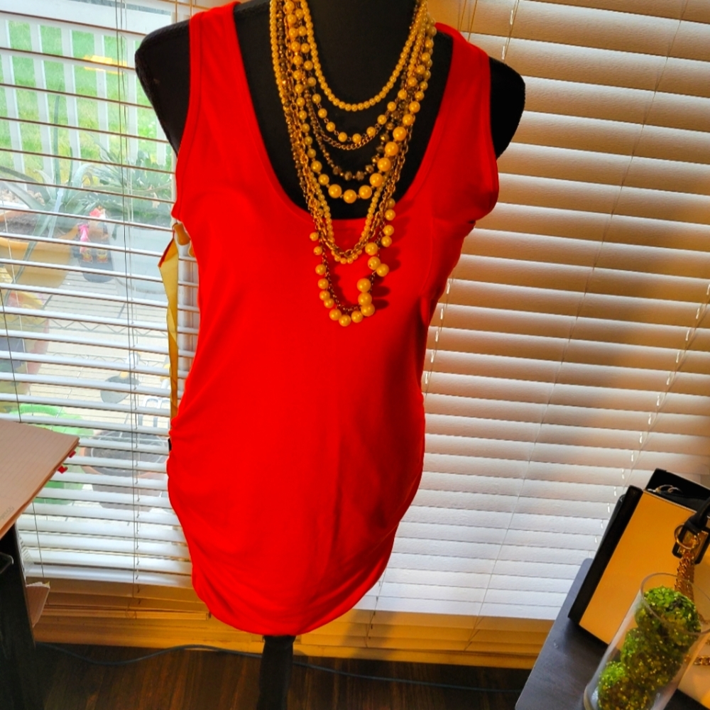 Guess Bodycon Ruched Racer Back Dress